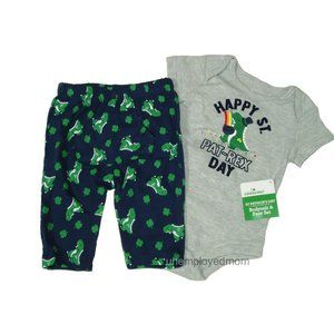 Pat-Rex Day 2 pc Outfit Baby First St Patricks Bodysuit Pants Boys 1st Holiday